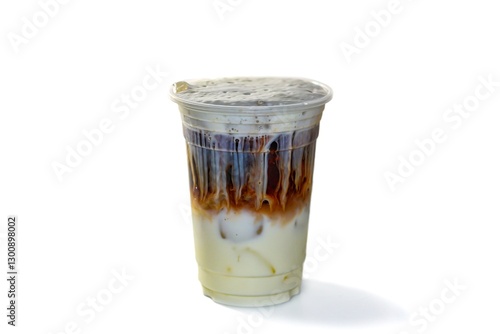 Ice mocha coffee put on white background and isolate photo concept.