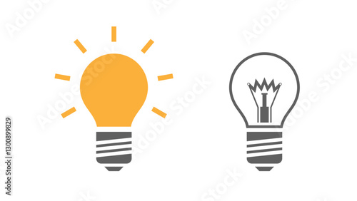 Energy-saving light bulb on and off. Element for the design of electrical components. Flat style, vector illustration.