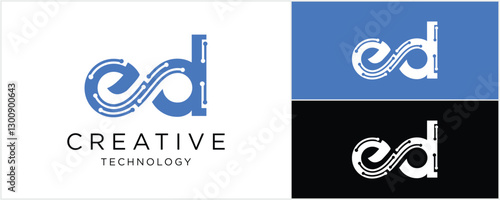 ED Letter Initial Logo Design Template Vector Illustration for Business and Technology