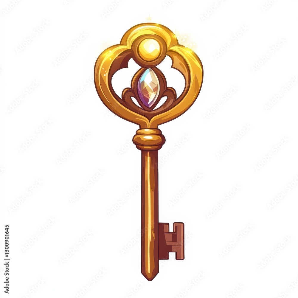 Obraz premium Elegant Golden Key with Gemstone for Magical Adventures