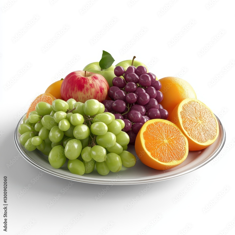 Fresh and Colorful Fruit Arrangement on Round Platter Background Fresh and Colorful Fruit Arrangement on Round Platter Background