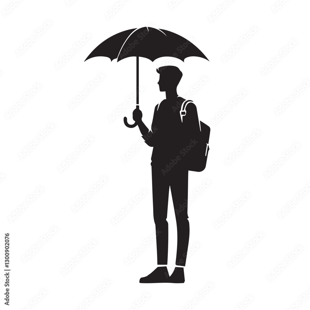 Obraz premium silhouette of a people carrying an umbrella