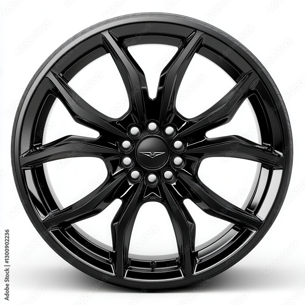 Obraz premium Glossy black alloy wheel