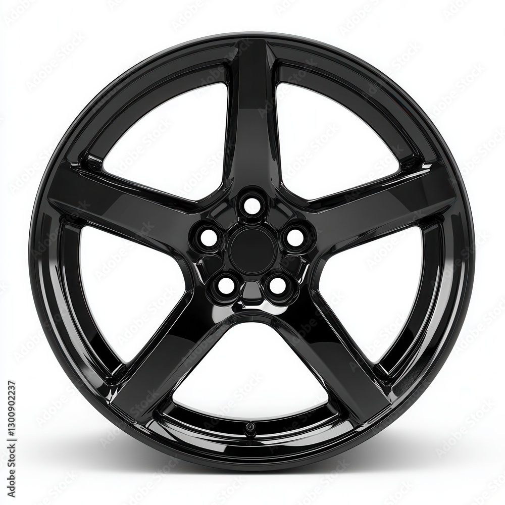 Obraz premium Glossy black five-spoke wheel