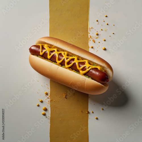 hot dog with mustard