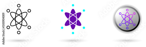icon of Quantum Decoherence and technological innovation. Various styles such as outline, solid, and glossy effects, ideal for AI startups, science research, and quantum computing development.