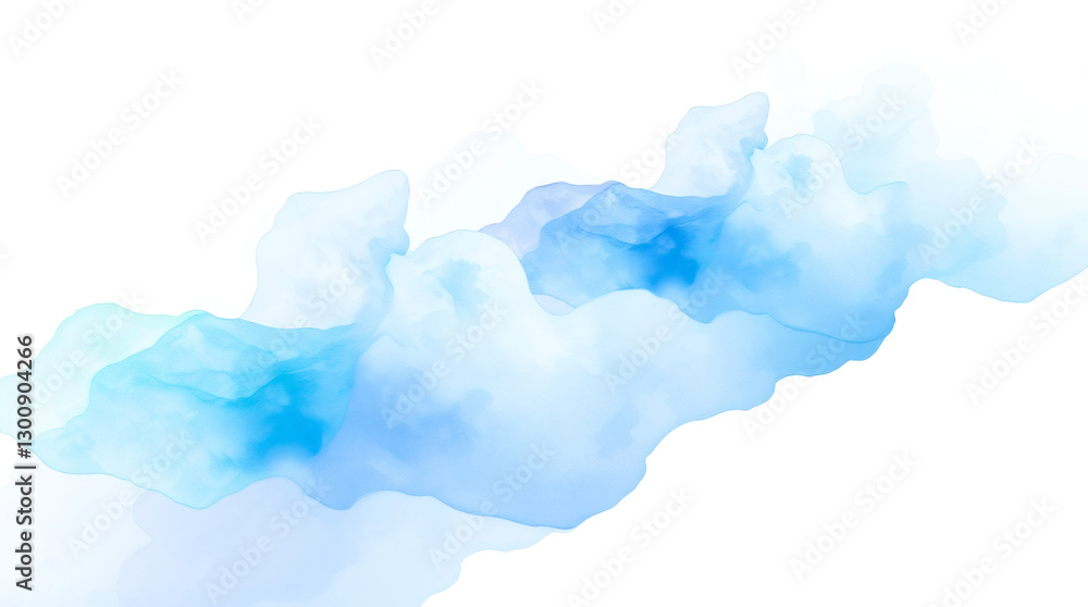 Obraz premium Soft blue watercolor waves create a serene and calm atmosphere for artistic expression. Generative AI