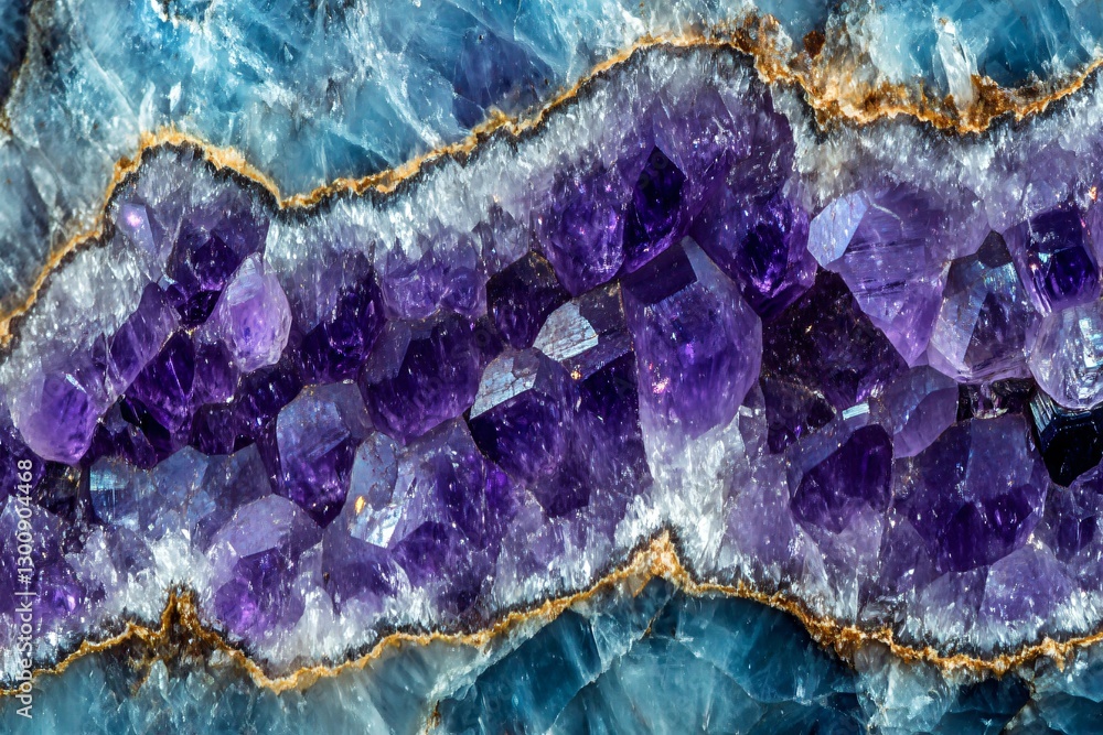 Amethyst Geode: A stunning close-up captures the crystalline beauty within an amethyst geode, showcasing rich shades of purple and blue Amethyst Geode: A stunning close-up captures the crystalline beauty within an amethyst geode, showcasing rich shades of purple and blue