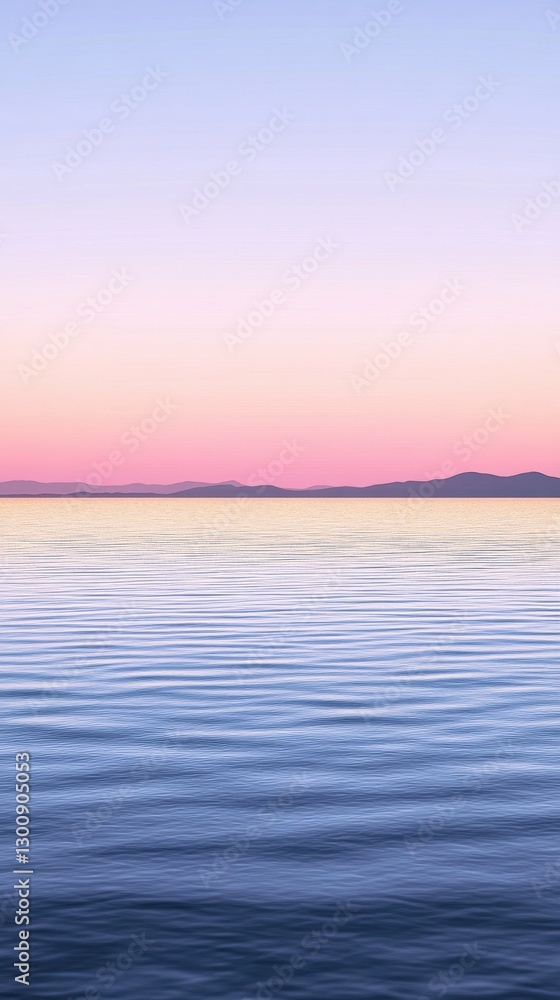 Fototapeta premium Tranquil Waters Reflect Pastel Skies at Dusk Over a Serene Lake Surrounded by Mountains