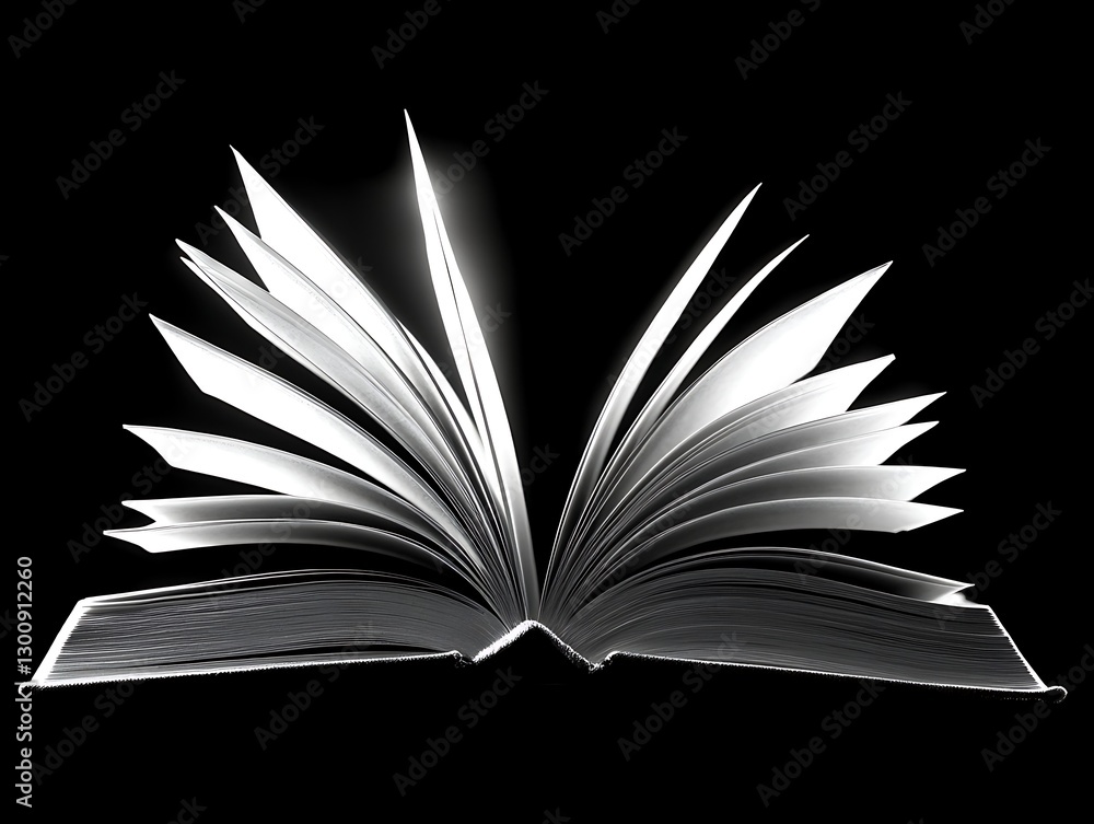Open Book, Pages Illuminated, Dark Background, Study Aid