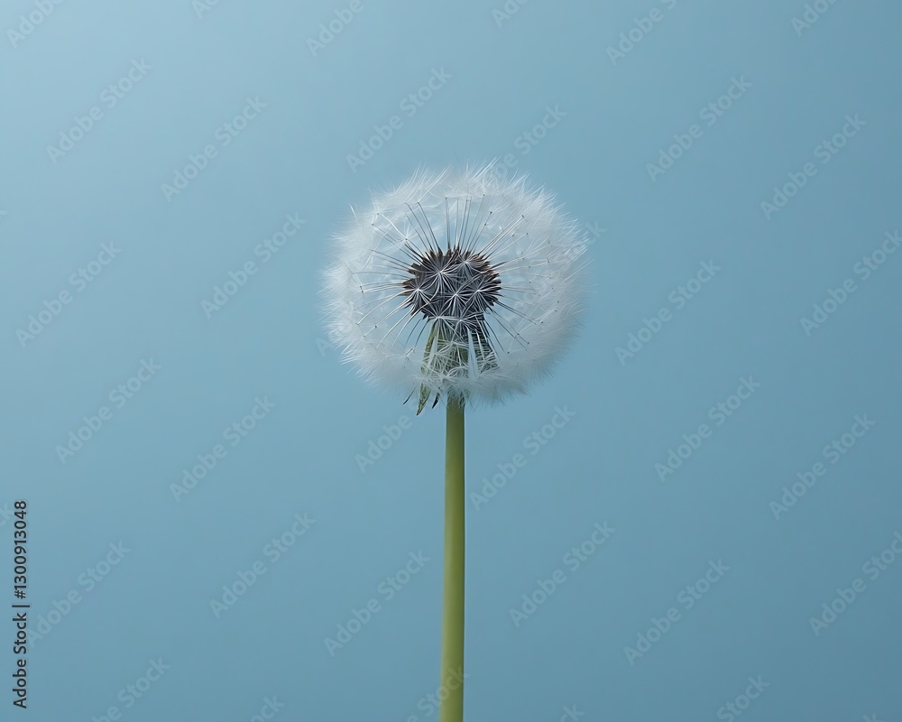 Dandelion seedhead against blue background for nature Dandelion seedhead against blue background for nature