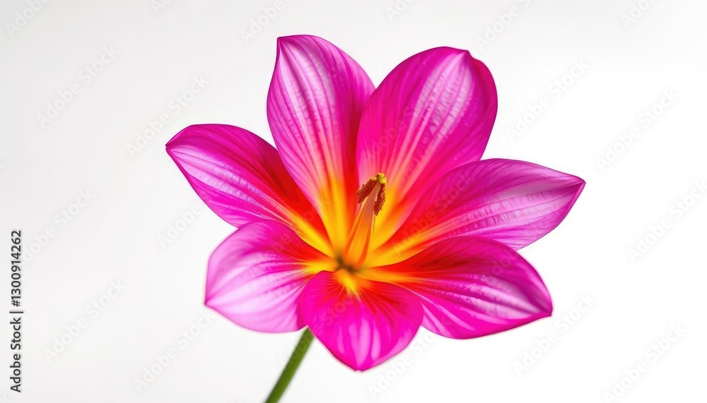 A single vibrant bloom, petals unfurled, set against a pure white backdrop, beauty, blossom A single vibrant bloom, petals unfurled, set against a pure white backdrop, beauty, blossom