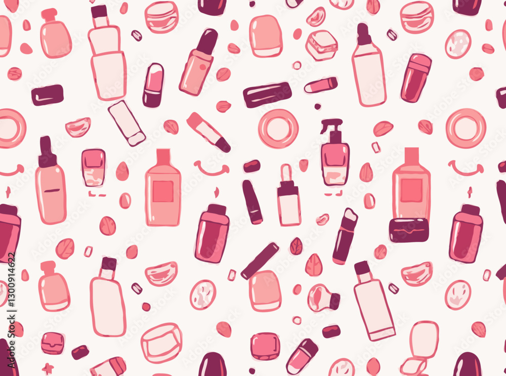 Cosmetics and Skincare Pattern: Beauty Routine Design Cosmetics and Skincare Pattern: Beauty Routine Design