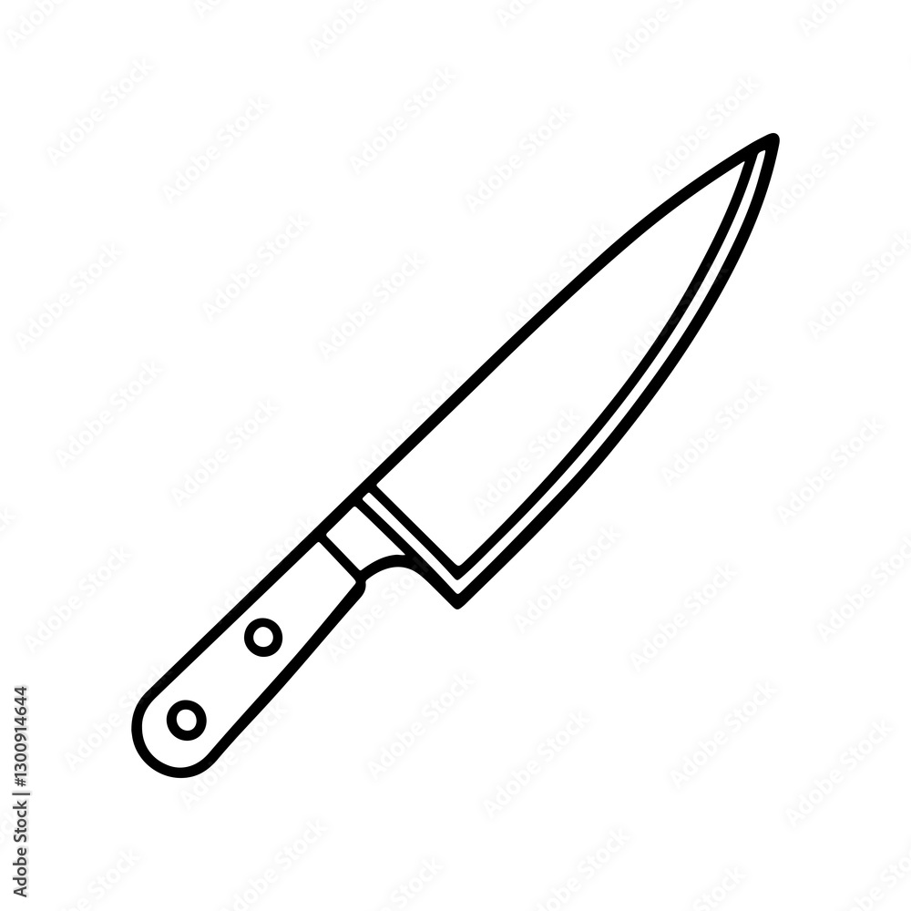 Outline Drawing of a Chef's Knife Outline Drawing of a Chef's Knife