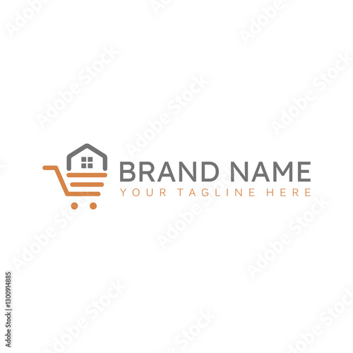 Logo design graphic shopping trolley home ecommerce. Related to property house store building