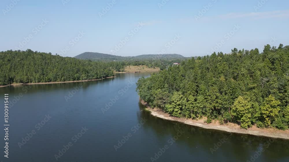 Beautiful aerial view of sutan forest and talberia lake at bankura Beautiful aerial view of sutan forest and talberia lake at bankura
