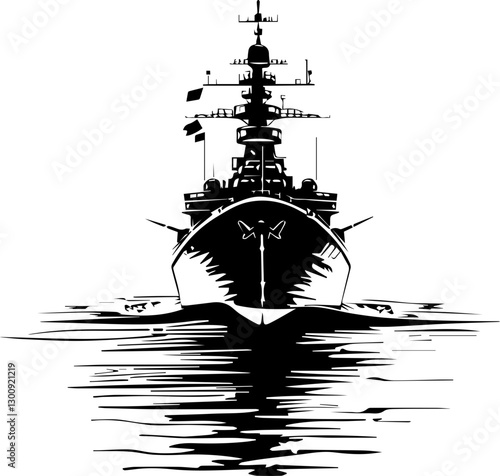 Battleship vector simple design illustration