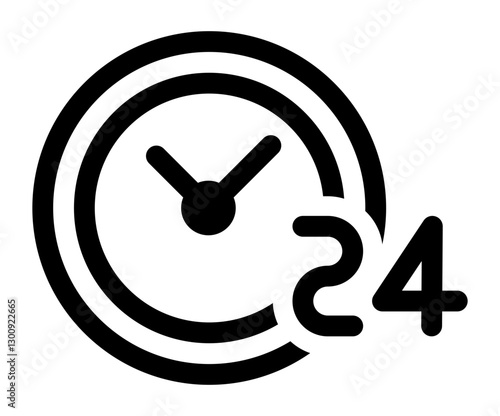 icon of a clock with the number "24" representing 24-hour service availability or around-the-clock operation.