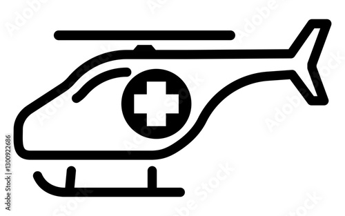 icon of a medical helicopter with a cross symbol representing emergency air ambulance services and medical evacuation.