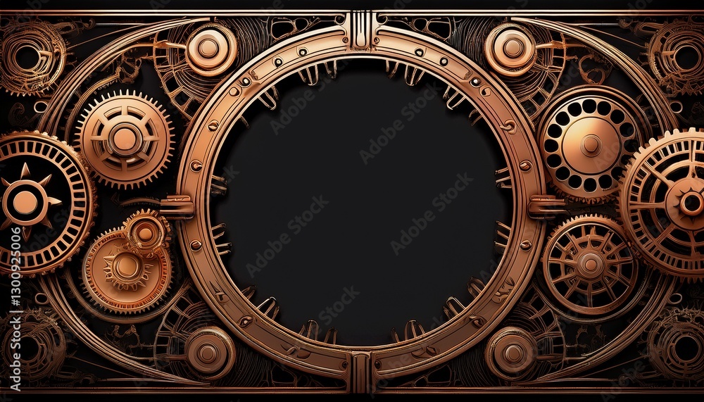 Obraz premium border frame of metal gears and cogs background with copy space