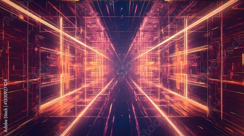 abstract digital tunnel glowing lines futuristic technology back