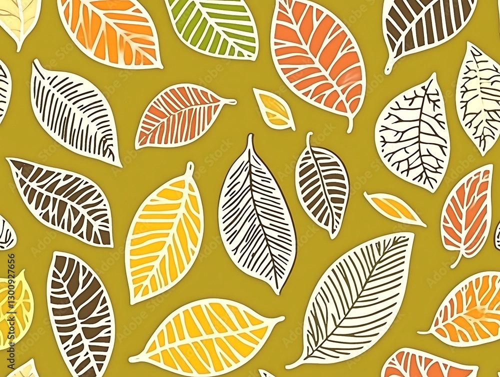Obraz premium Decorative foliage arrangement displaying vibrant autumn leaf motifs