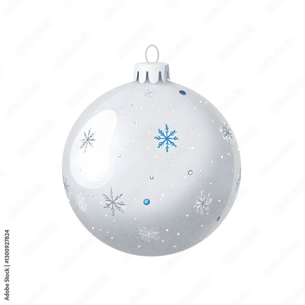 Charming 3D silver Christmas ball with intricate snowflake engravings and a pearlescent sheen symbolizing festive elegance and holiday cheer Transparent background cutout format Charming 3D silver Christmas ball with intricate snowflake engravings and a pearlescent sheen symbolizing festive elegance and holiday cheer Transparent background cutout format