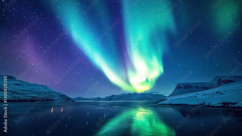 The vibrant aurora borealis shining across a beautiful night sky The vibrant aurora borealis shining across a beautiful night sky