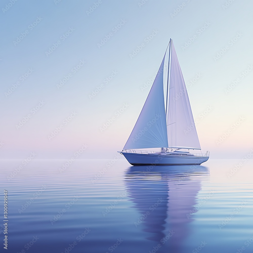 Fototapeta premium Yacht sailing serene ocean dawn
