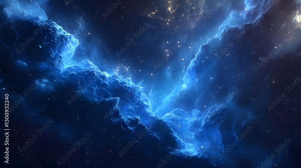 Fototapeta premium blue nebula space scene