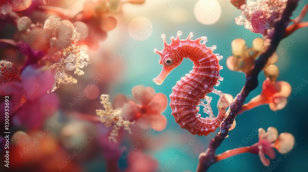 Enchanted Seahorse in Coral Bloom: A Digital Masterpiece Enchanted Seahorse in Coral Bloom: A Digital Masterpiece