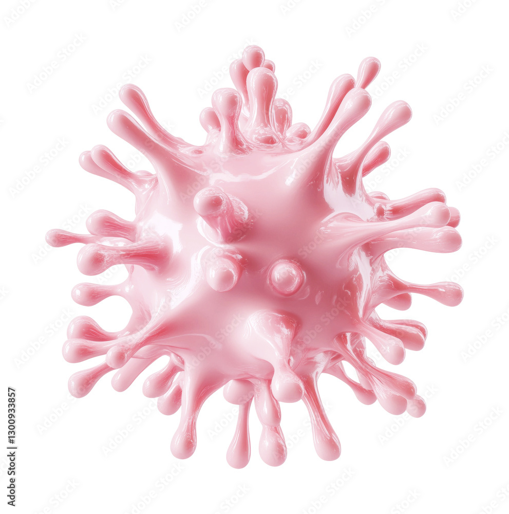 Obraz premium Abstract representation of a virus in pink color for educational purposes or health-related design, cut out
