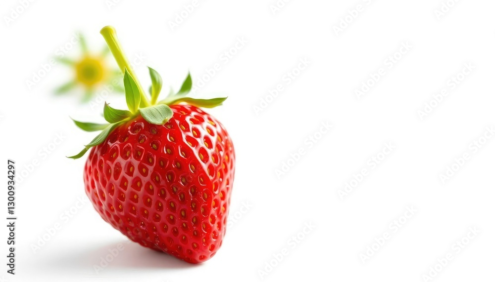 A single ripe strawberry, vibrant red, isolated on pure white, vitamin c, image A single ripe strawberry, vibrant red, isolated on pure white, vitamin c, image