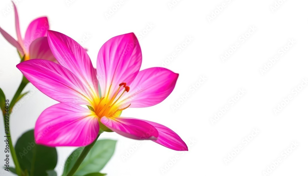 Fototapeta premium A single vibrant bloom, petals perfectly formed, against a pure white backdrop, illustration, wildflower