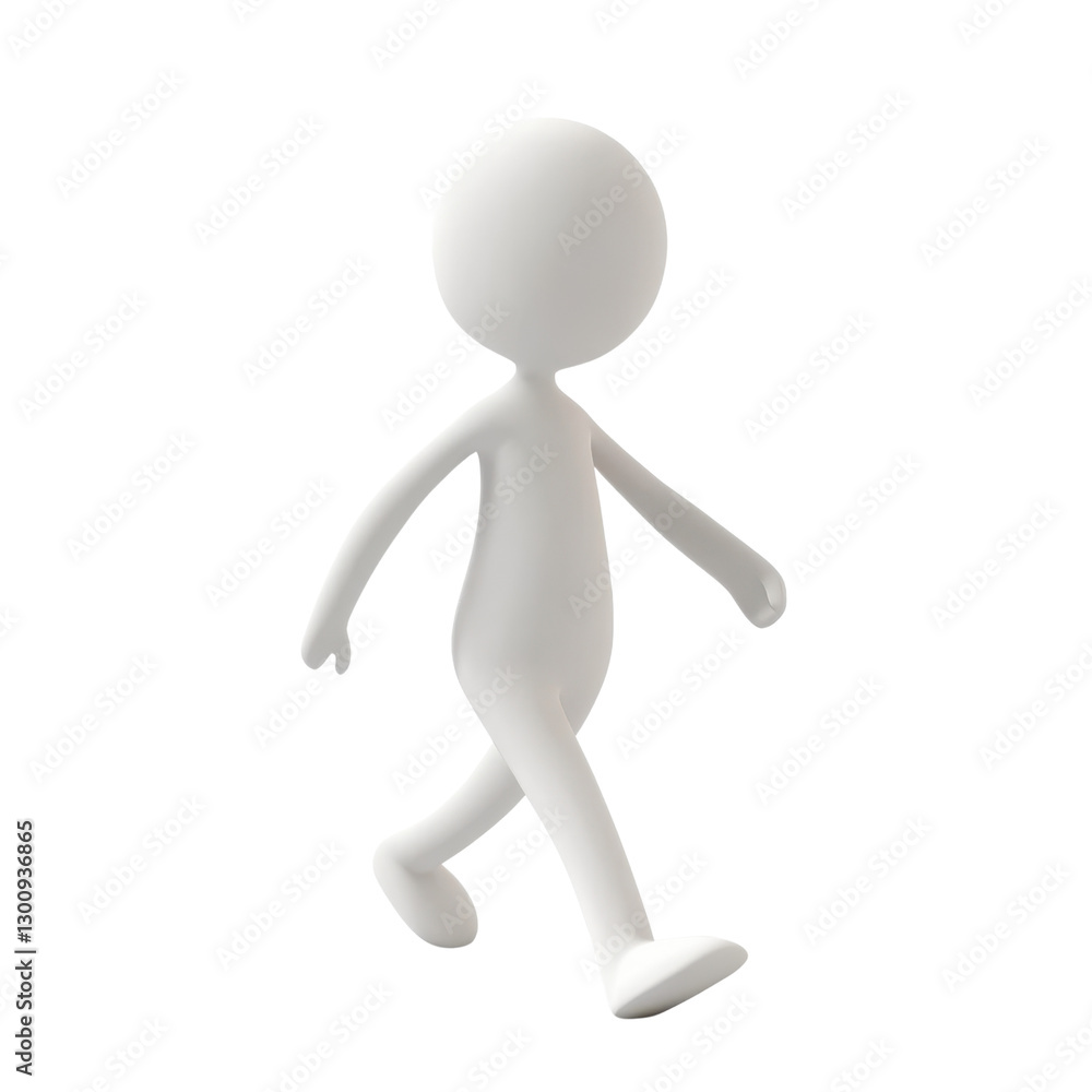 3D Character Walking with Neutral Expression on White Background 3D Character Walking with Neutral Expression on White Background