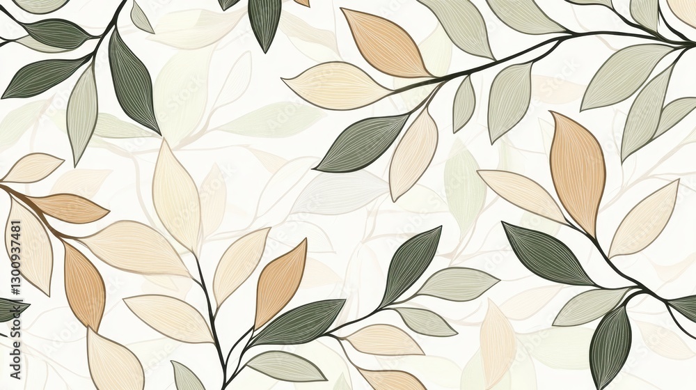 Stylized botanical pattern featuring soft, interconnected leaves and branches, seamlessly blending natural elements with elegant graphic design Stylized botanical pattern featuring soft, interconnected leaves and branches, seamlessly blending natural elements with elegant graphic design
