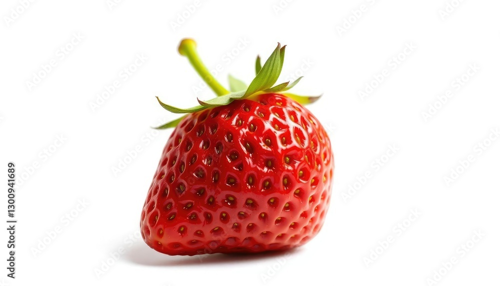 Single ripe strawberry isolated on white background, healthy, plant Single ripe strawberry isolated on white background, healthy, plant