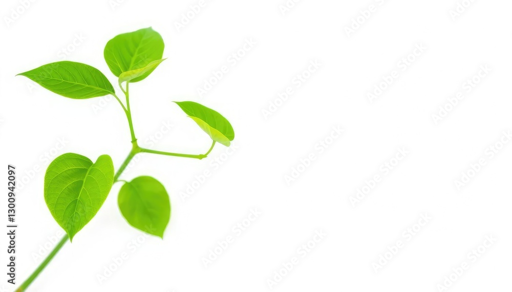 Single vibrant green plant, isolated on pure white, organic, weed Single vibrant green plant, isolated on pure white, organic, weed