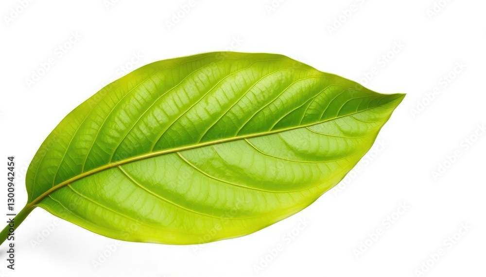 Obraz premium Single wilting leaf isolated on pure white background, dying, yellow