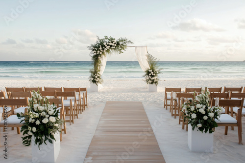 Fototapeta Naklejka Na Ścianę i Meble -  Beach Wedding Ceremony Setup
