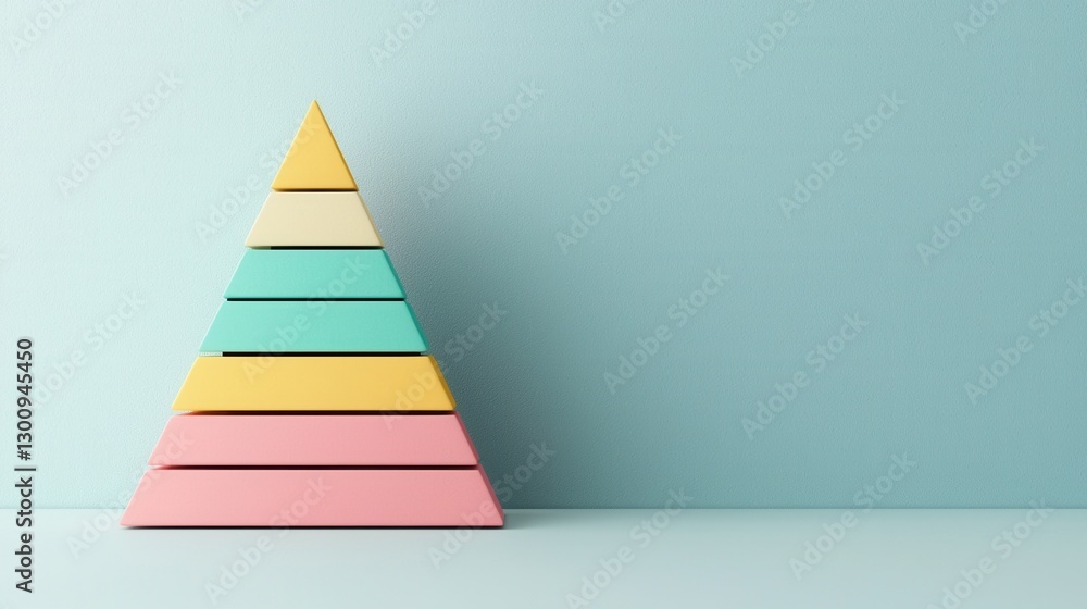 Organization chart infographics concept. Minimalist Geometric Pyramid Infographic with Stacked Pastel Triangles Organization chart infographics concept. Minimalist Geometric Pyramid Infographic with Stacked Pastel Triangles