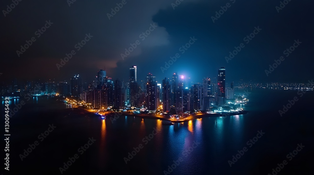 night cityscape skyline panoramic view night cityscape skyline panoramic view