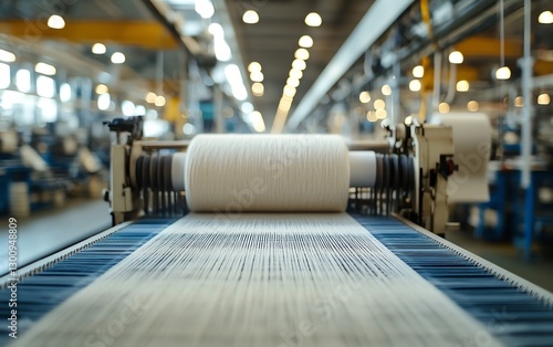 Wallpaper Mural Industrial looms weaving yarn into fabric, showcasing the textile production process, hightech machinery, rich textures, factory environment Torontodigital.ca