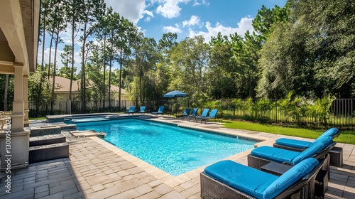 Wallpaper Mural luxurious backyard pool and patio oasis Torontodigital.ca