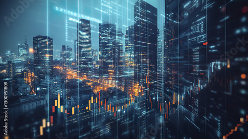 Wallpaper Mural Futuristic cityscape with digital investment theme and skyscrapers Torontodigital.ca