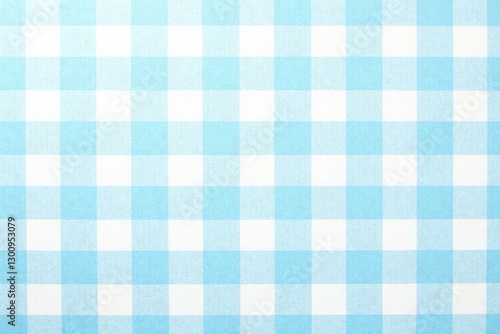 Classic blue gingham; light blue squares on white background, cotton, check, grid
