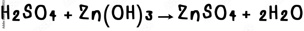 Neutralization Reaction of Sulfuric acid, Zinc hydroxide, Zinc sulfate, Water illustration