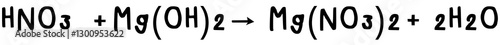 Neutralization Reaction of Nitric acid, Magnesium hydroxide, Magnesium nitrate, Water illustration