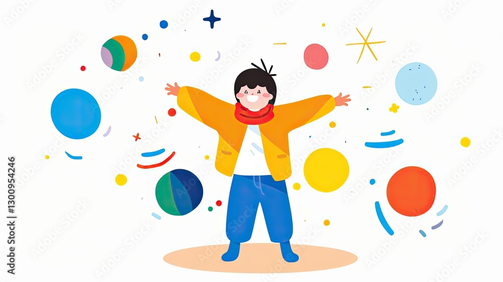 Fototapeta premium Joyful child celebrating creativity studio digital art colorful close-up imagination unleashed