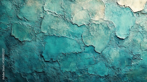 Light mint blue colored low contrast concrete textured background. Empty colorful wall texture with copy space for text overlay and mockups. - color trend.